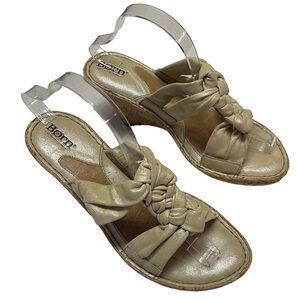 Born Strappy Ankle Strap Wedge Cork Sandals Platform size 10